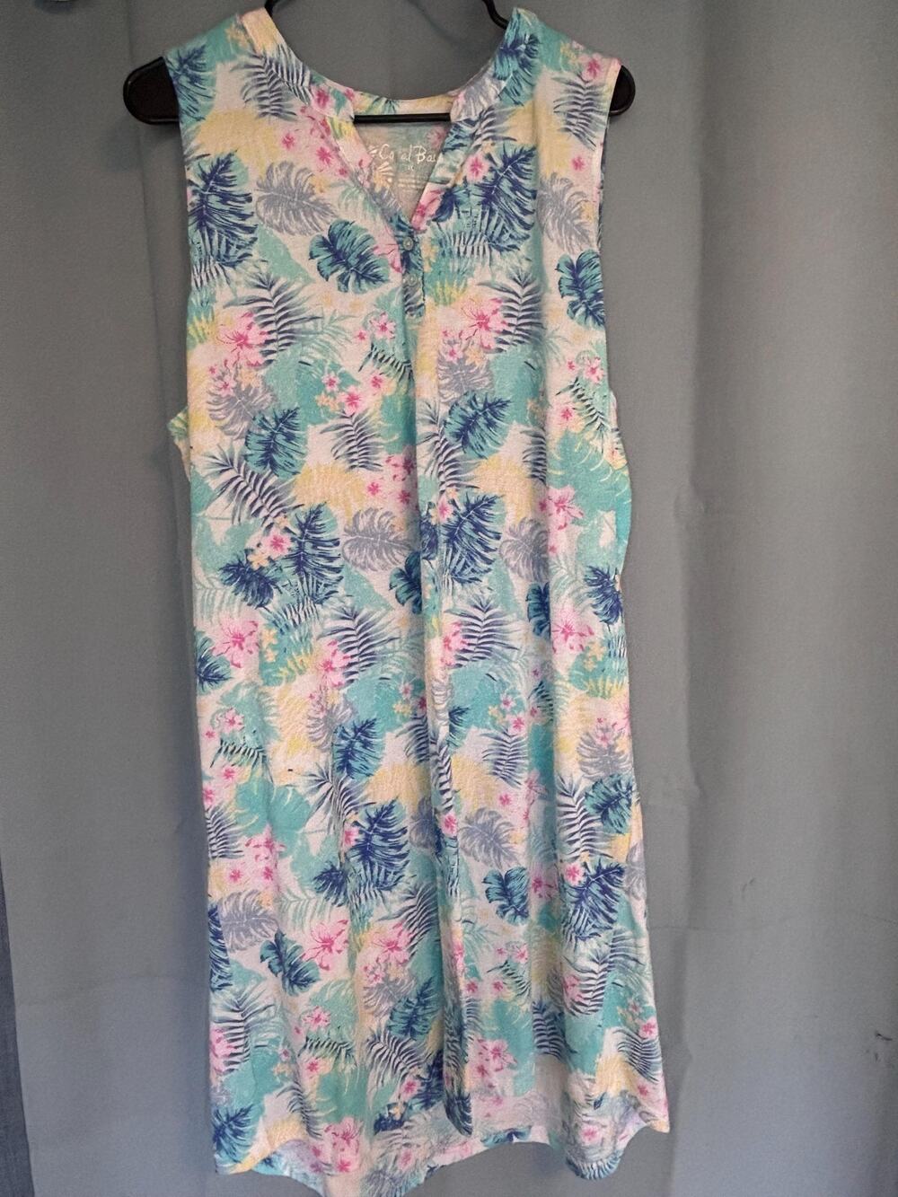 Coral Bay Floral Summer Time Beach Dress Blue Pink Yellow White XL